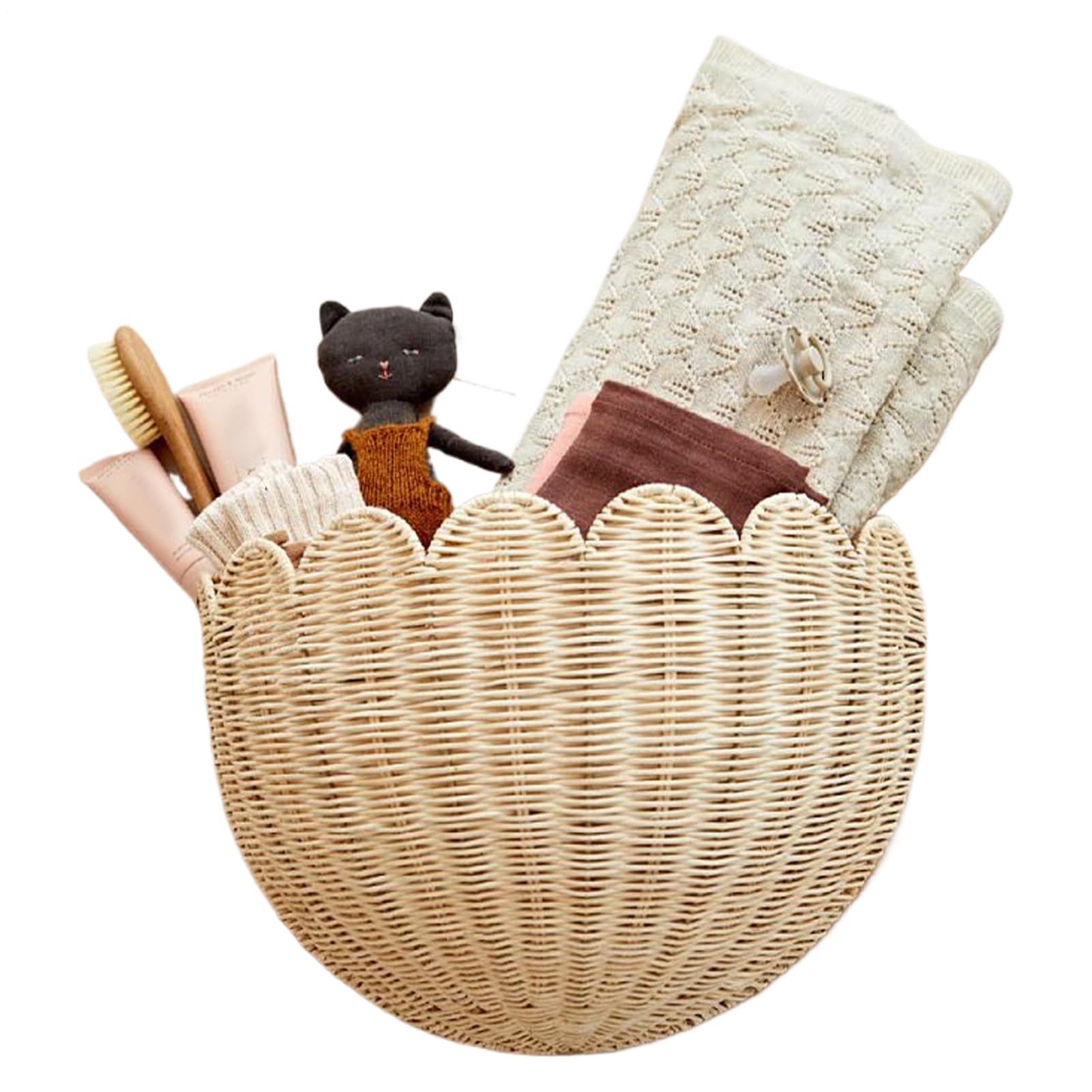 Cesta De Pared Ratán Tejida Almacenamiento Festoneado Ahorraespacio | Cesto Mural Organizador Almacenaje Colgante Decorativo para Salón, Estudio, Cuarto Infantil, Dormitorio, Baño,
