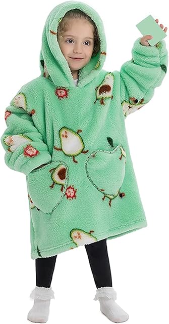 Adisputent Kids Blanket Hoodie Snuggle Oversized Sherpa Blanket Toddlers Boys Girls Super Soft Cozy Fleece Fluffy Blanket Hooded Wearable Blanket With Pockets 2-6 Years