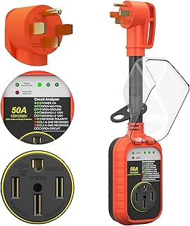 RV Surge Protector 50 Amp Waterproof, Camper Accessories for Travel Trailers RV Electric Watchdog 6250 Joules RV Circuit Analyzer RV Adapter Power Monitor Surge Guard 50 amp, UL Listed