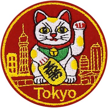 Tokyo Japan Travel Patch World Landmarks Country Vacation Souvenir Gift Lucky Cat Tower Japanese Architecture Embroidered Appliques for Clothing Jacket Jeans Trucker Hat Backpack Luggage DIY