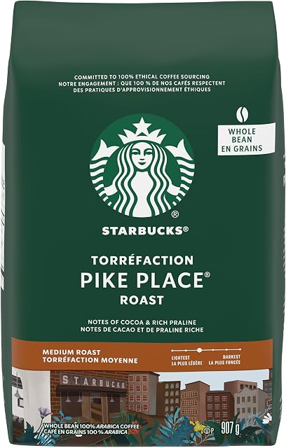 Starbucks Pike Place Whole Bean Medium Roast Coffee, 907 Gram