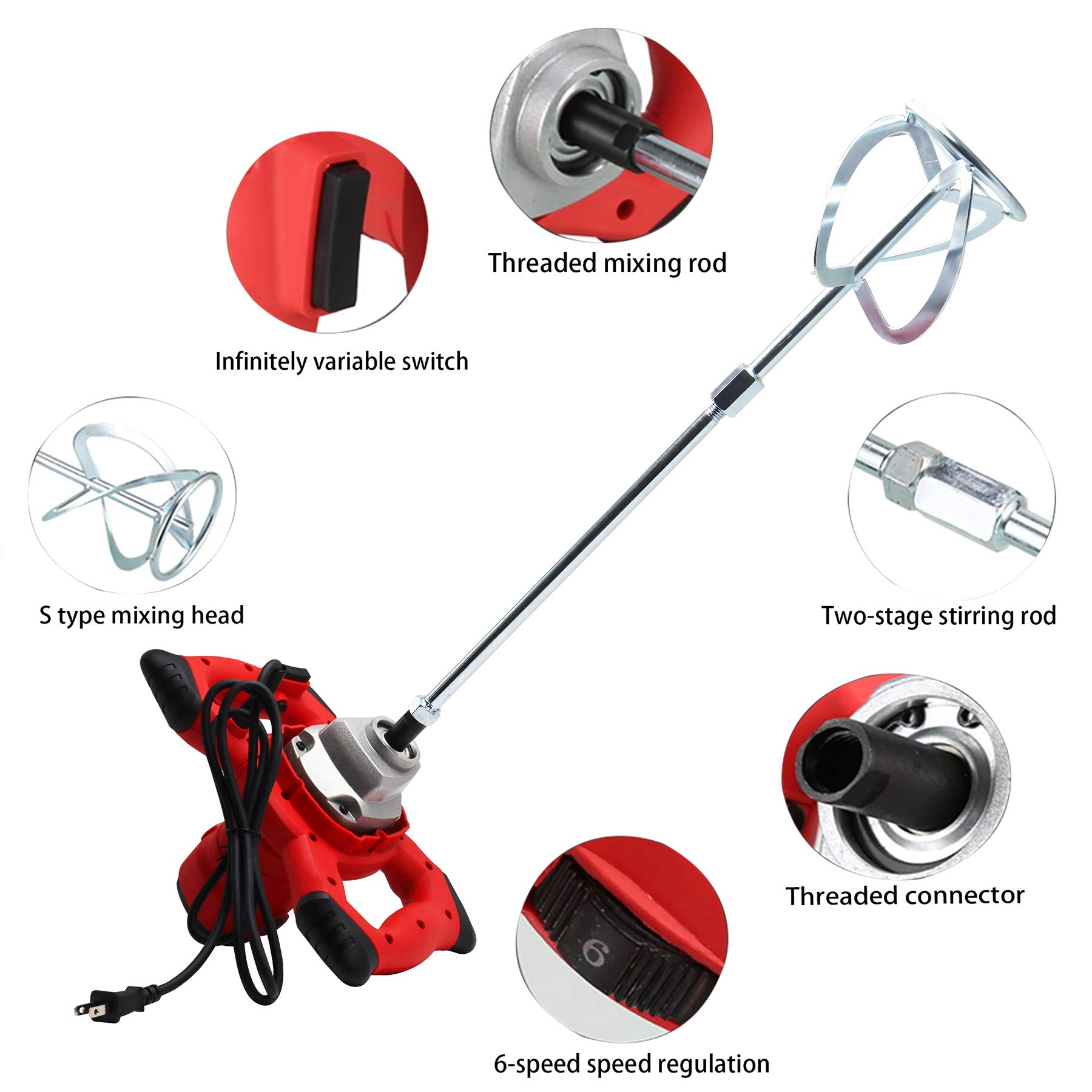 HandHeld Concrete Cement Mixer Portable Paddle Mixer Stirrers for