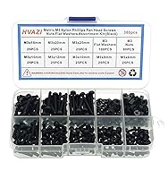 Vista 12 de Metric M2.5 Nylon Phillips Tornillos de cabeza plana tuercas arandelas planas Kit surtido (negro)