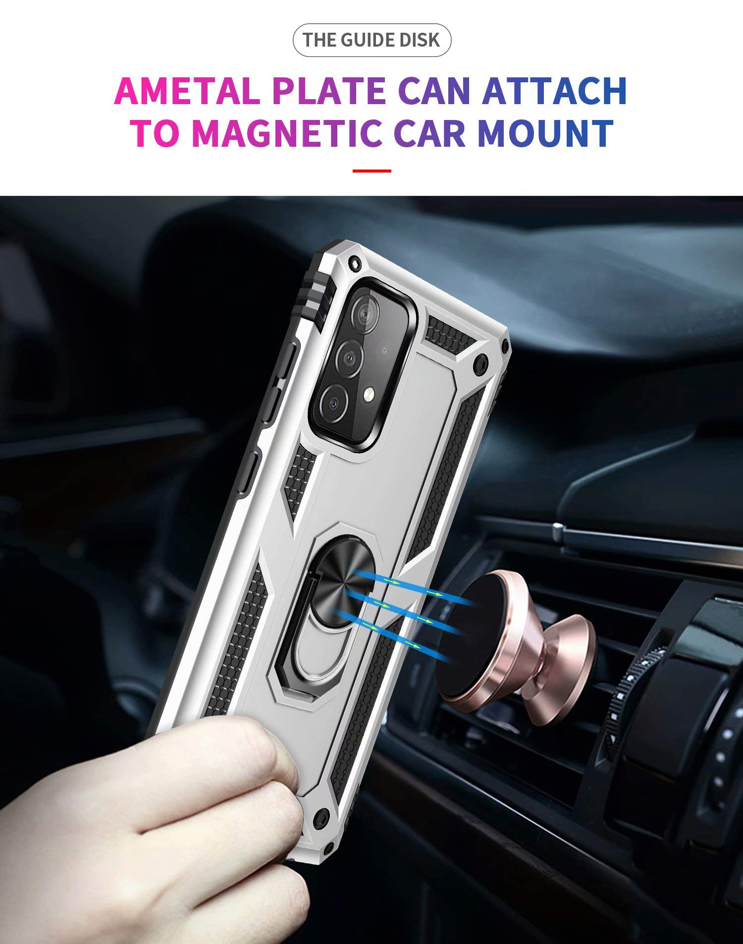 Cover Per Xiaomi Redmi 9T Con Anello Rotante 360° – Custodia Antiurto Blu In TPU/PC – Supporto Magnetico Per Auto E Presa Ergonomica