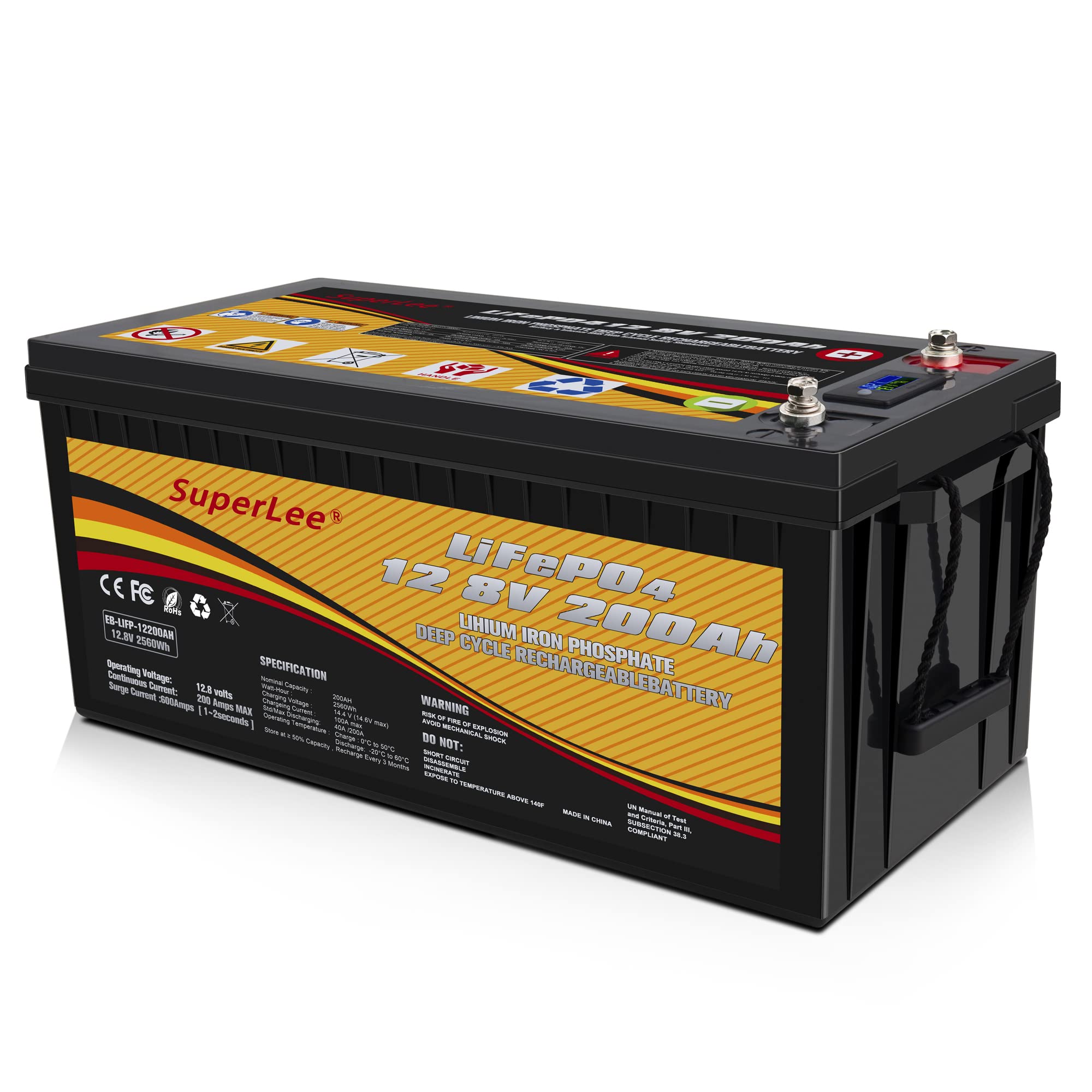 Buy 12V 200AH LiFePO4 Lithium Battery with LCD Display, 12 Volt Deep ...