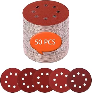 50PCS 5-Inch Sanding Discs – Assorted Grits Hook & Loop Sandpaper for Woodworking, Metal Refinishing, Surface Smoothing & Paint Prep, Compatible with Power Sanders