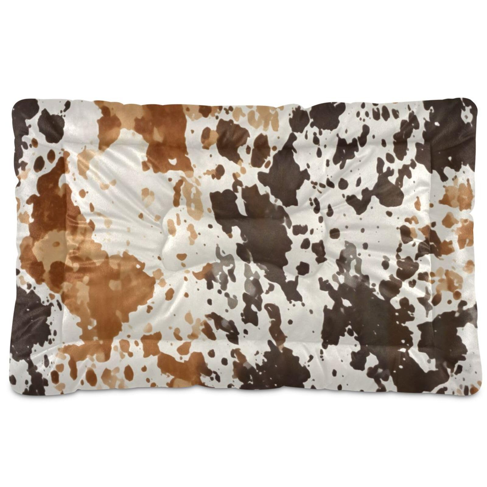 Jihqo Retro Cow Print Pet Bed Mat for Dog Cat Crate Pad Non-Slip Bottom Design Washable Cushion Padding Pet Sleeping Bed, 36