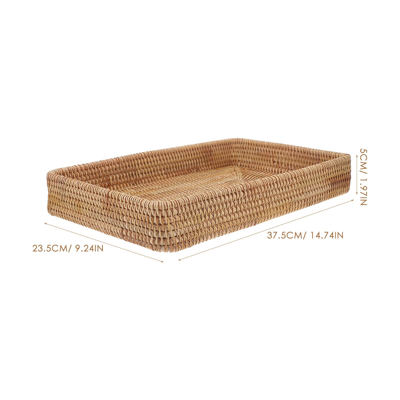 Genérico Bandejas Decorativas de Ratán Tejidas a Mano, Rectangulares, Resistentes y Estables, para Servir o Decorar Mesa de Centro, Estilo Bohemio