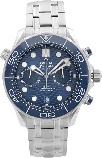 Omega Seamaster Diver Chronograph Automatic Chronometer Blue Dial Mens Watch 210.30.44.51.03.001