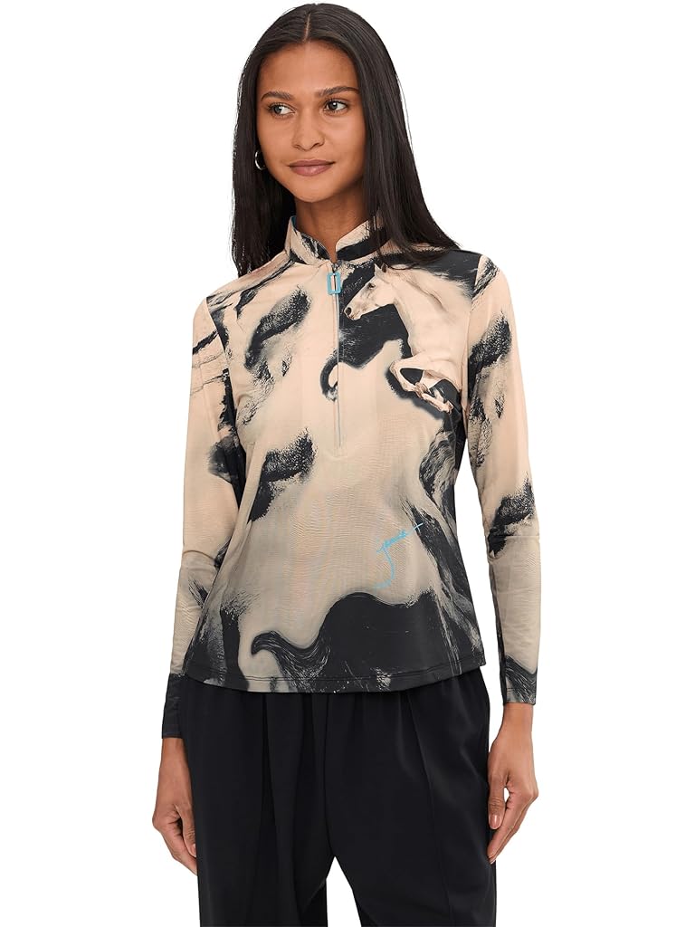 Blue Jamie Sadock Spirit Print Long Sleeve Sunsense 1/4 Zip Top