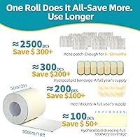 Vista 6 de Dimora Rollo de vendaje hidrocoloide de grado médico (2 pulgadas x 16 pies), apósitos hidrocoloides altamente absorbentes para el cuidado
