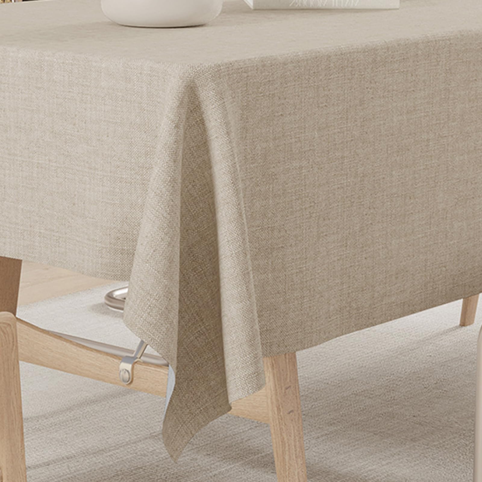 Wytrzymały biały bawełniany obrus 140 x 220 cm – zmywalny obrus na stół do jadalni i na imprezę – łatwy w pielęgnacji materiał ochronny do dekoracji kuchni i domu