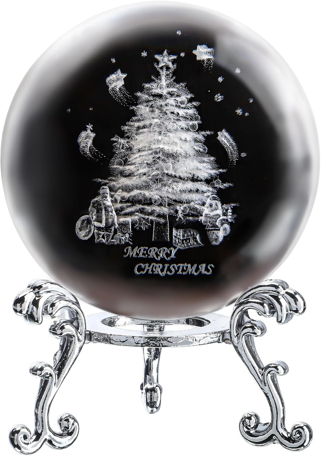 3D Glass Christmas Tree Figurine 60mm Crystal Ball with