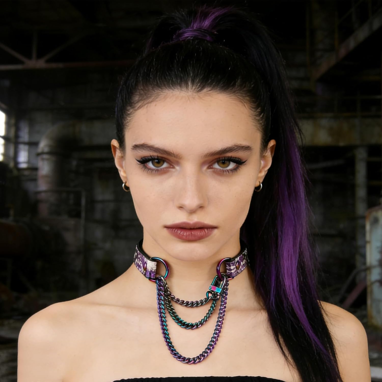 Breathless Choker Necklace Genuine Leather Choker Collar Slip Chain Necklace for Women Men