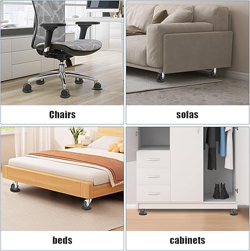 Miniatura 5 de Tapones de cama para muebles, paquete de 4 tapones para ruedas, tazas para muebles  Copas de goma sólida de alta calidad para muebles que se adaptan