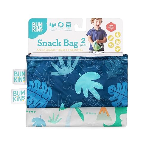 Miniatura 6 de Bumkins - Bolsas de aperitivos reutilizables, para el almuerzo de niños y adultos, tela lavable, bolsa con cremallera, aptas para lavavajillas y