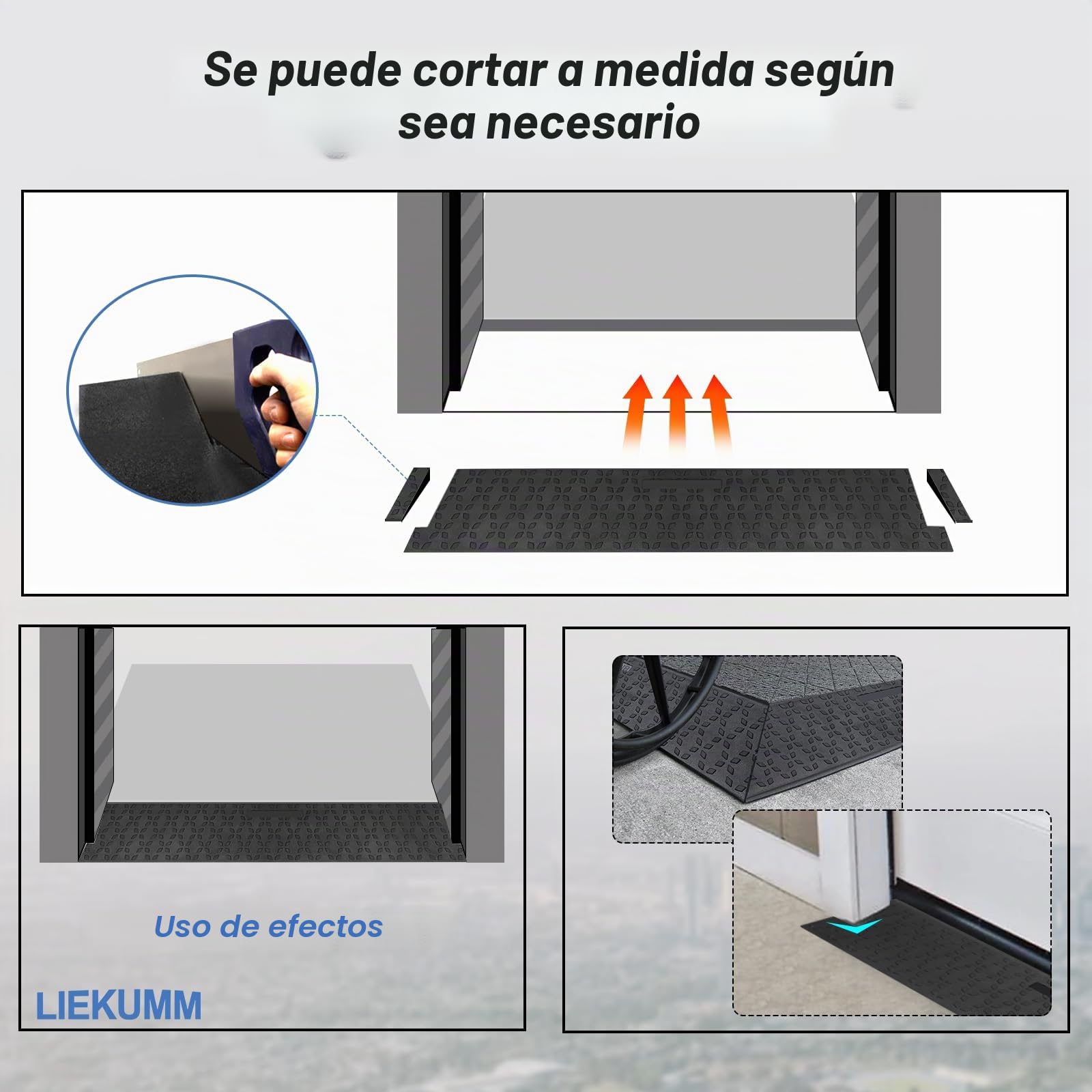 LIEKUMM Rampa de goma para umbral de puerta de 4,5 cm de altura, antideslizante con patrón de estrella polar, 650 kg de capacidad de carga, rampa para silla de ruedas para puertas, escalones