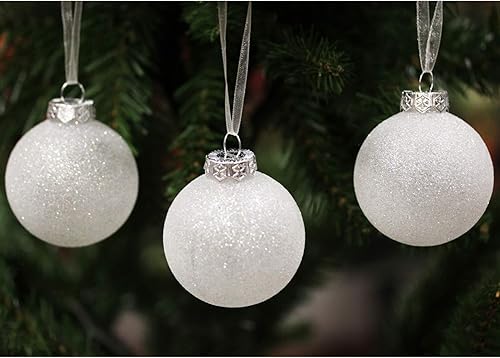 Miniatura 6 de Sleetly - Adornos para árbol de Navidad de estilo casa de campo con diseño de gota cayendo, decoración navideña, bolas grandes y blancas de 4