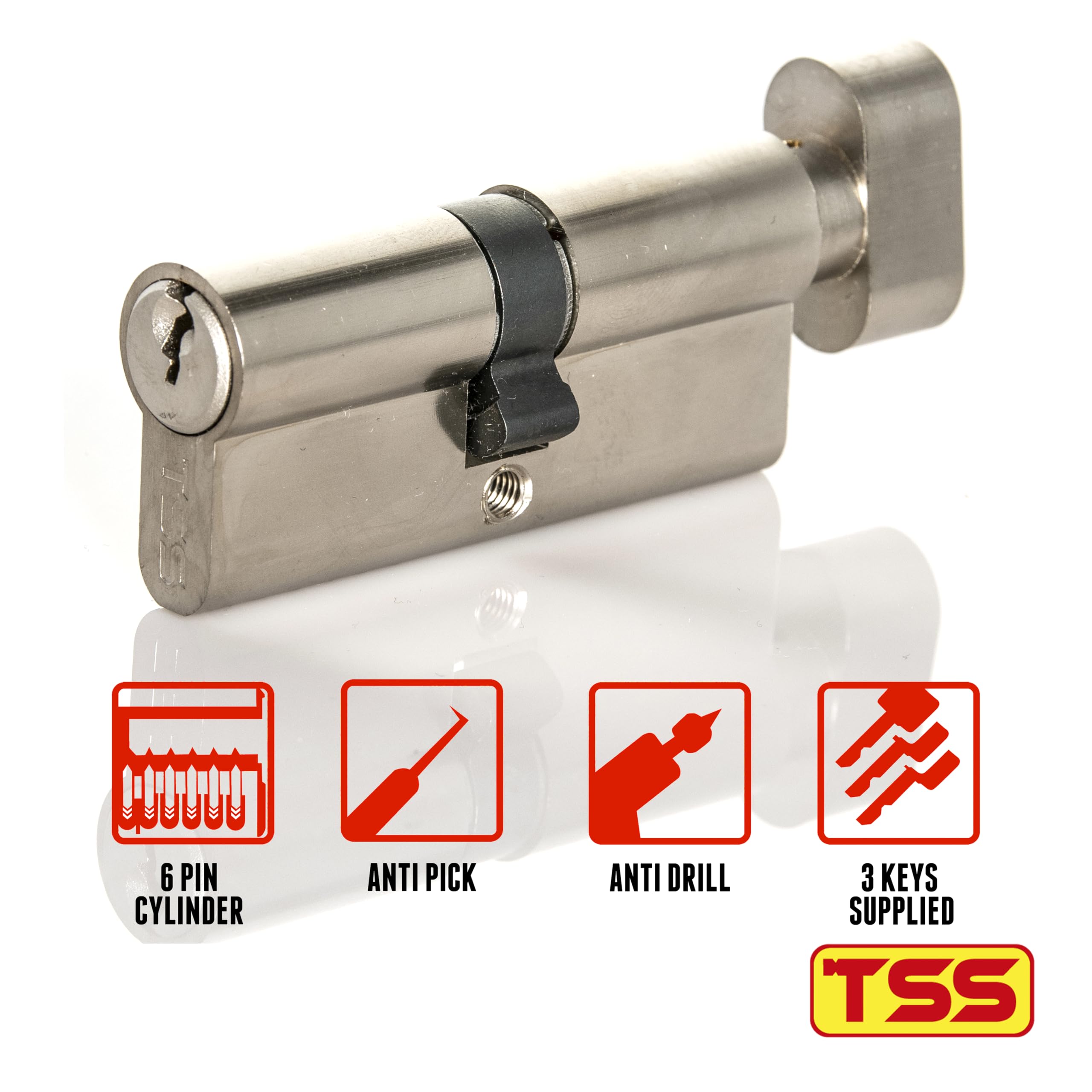 TSS Satin Chrome Thumb Turn Euro Cylinder Lock - Image 2