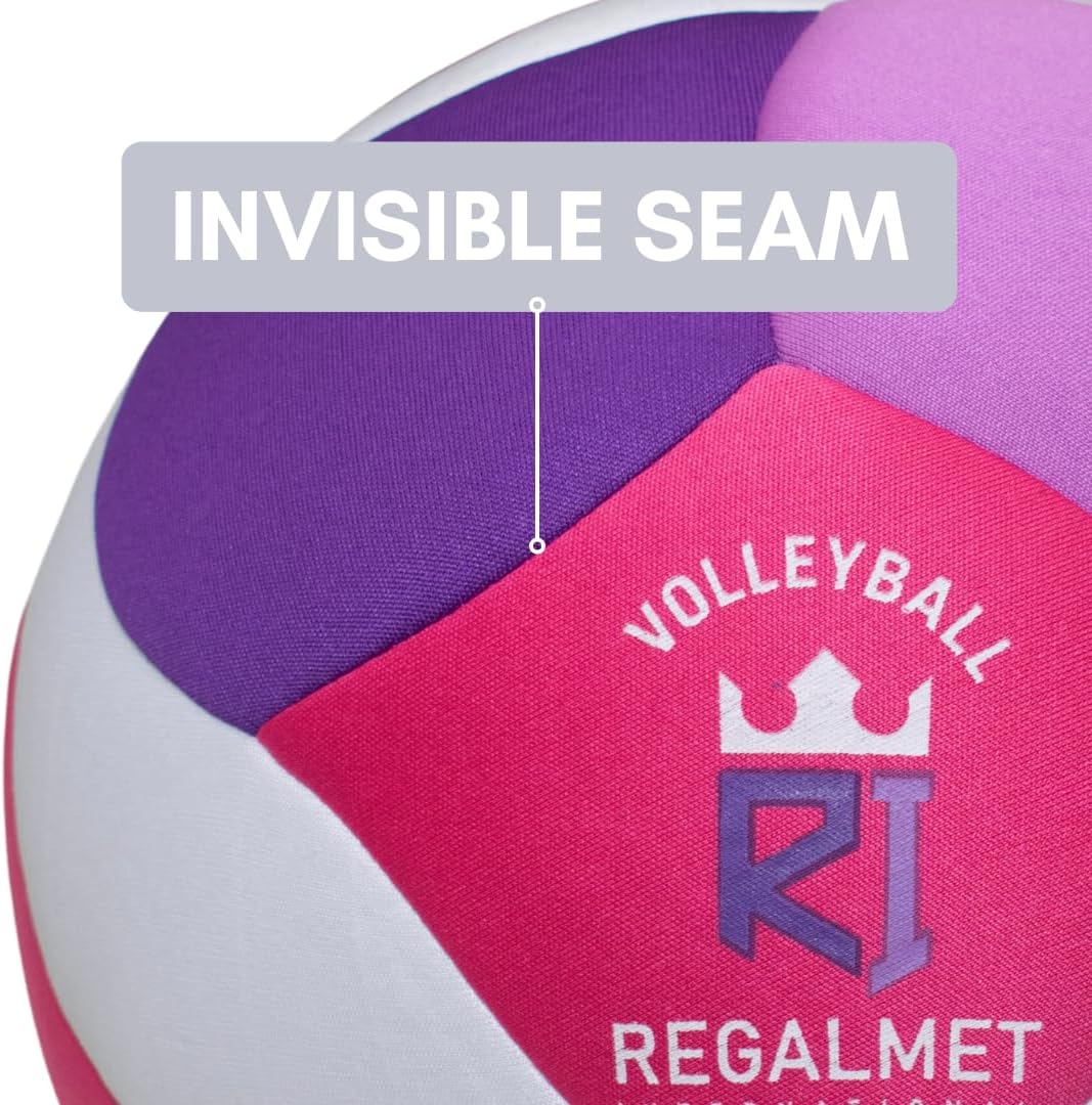Indoor Pink Volleyball- Super Soft No-Sting Indoor Volleyball for Girl & Kids - Pain Free Youth Volleyball Ball with Realistic Feel & Bounce - Includes 6" Hand Pump for Easy Inflation.