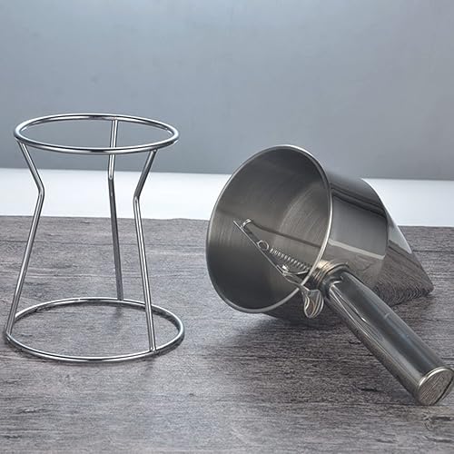 Miniatura 7 de Dispensador de masa para panqueques, dispensador de pasteles de embudo de acero inoxidable con soporte para hornear herramientas para pasteles,