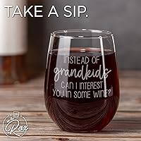 Vista 5 de On The Rox Drinks Regalos de vino para mamá, 17 onzas, con texto en inglés "In stead of Grandboys, Can I Interest You In Some Wine", copa de vino