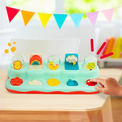Miniatura 2 de B. toys - Pop-Up Buddies- Juego de causa y efecto - Juguetes de aprendizaje para bebés - Juguete interactivo con sol, arco iris, estrella - 18 meses