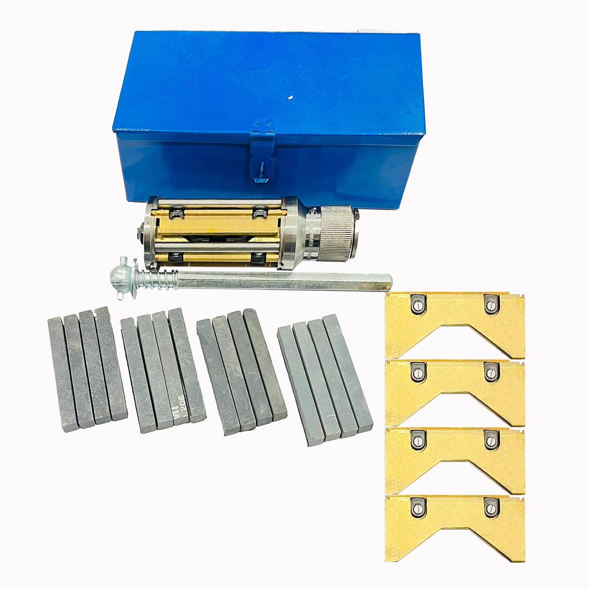 Photo 1 of Rahish Tools Engine Cylinder Hone Kit 2.5" to 5.5" with 4 Extra Carriers Adjustable Handheld Honing Machine Tool Kit with 16 Stones Sizes 4" x1/2" x1/2" - Works for Mid-Size to Larger Car Engines