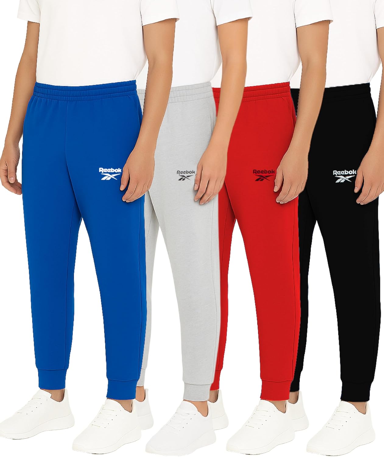 Reebok Boys Sweatpants - 4 Pack Soft Performance Fleece Boys Joggers Athletic Pants with Pockets for Gym Running and Workout