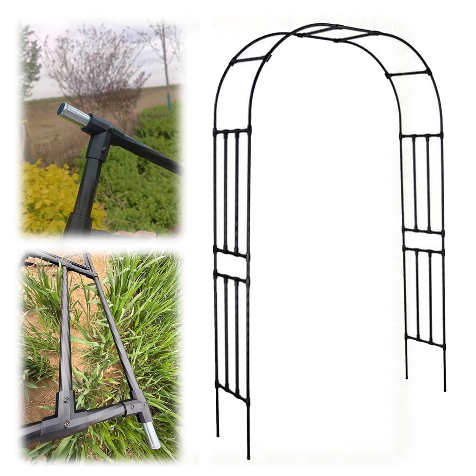 Arco per rose in metallo resistente alle intemperie 150 320 cm, supporto regolabile per rose e viti, elegante design nero, larghezza 250 cm x altezza 240 cm, perfetta decorazione da giardino