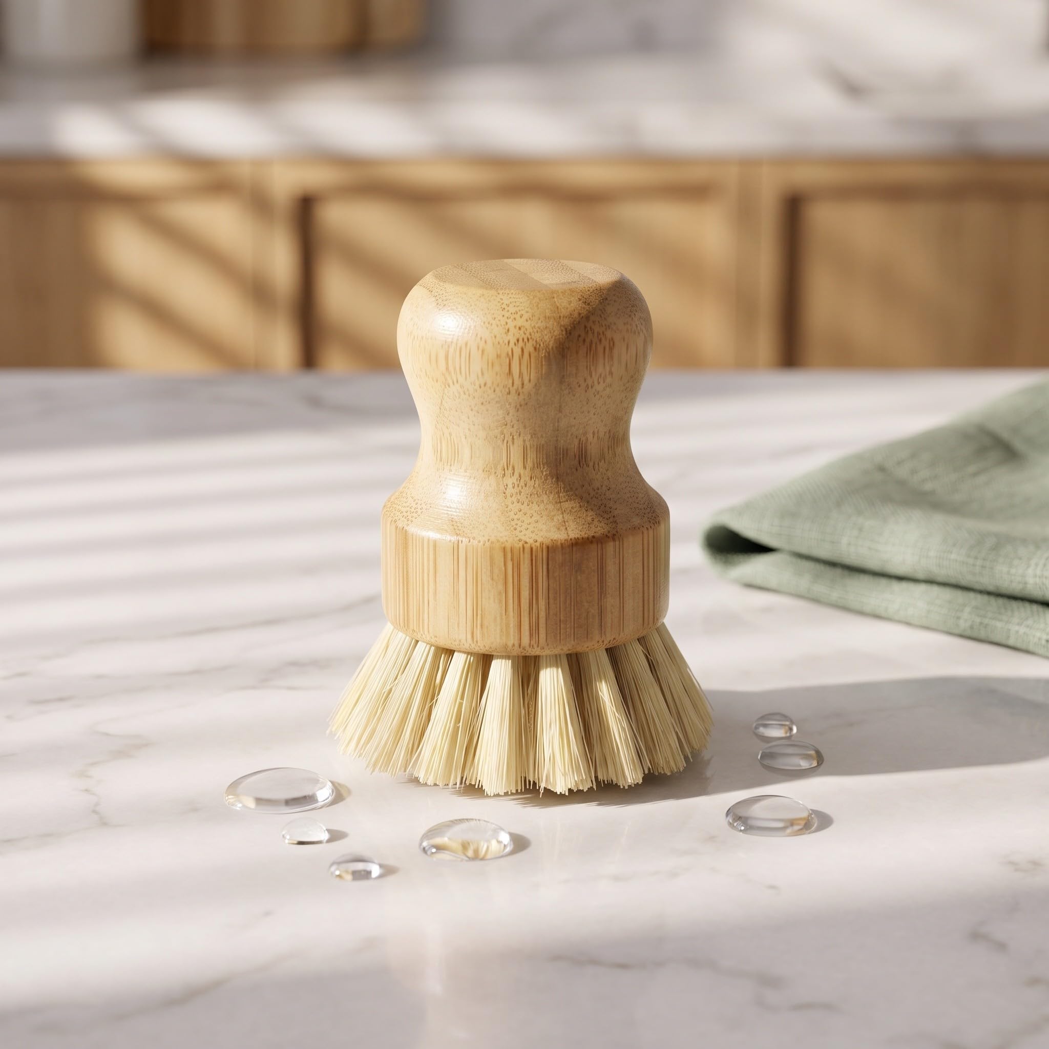 INOOMP Ensemble de 12 brosses à Vaisselle en Bois, Poils en sisal