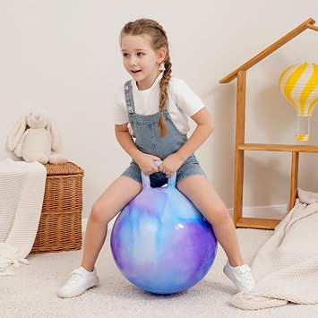 INPODAK 18inch Space Hoppers for Kids Age 3-6 Purple Hopper Ball with Pump