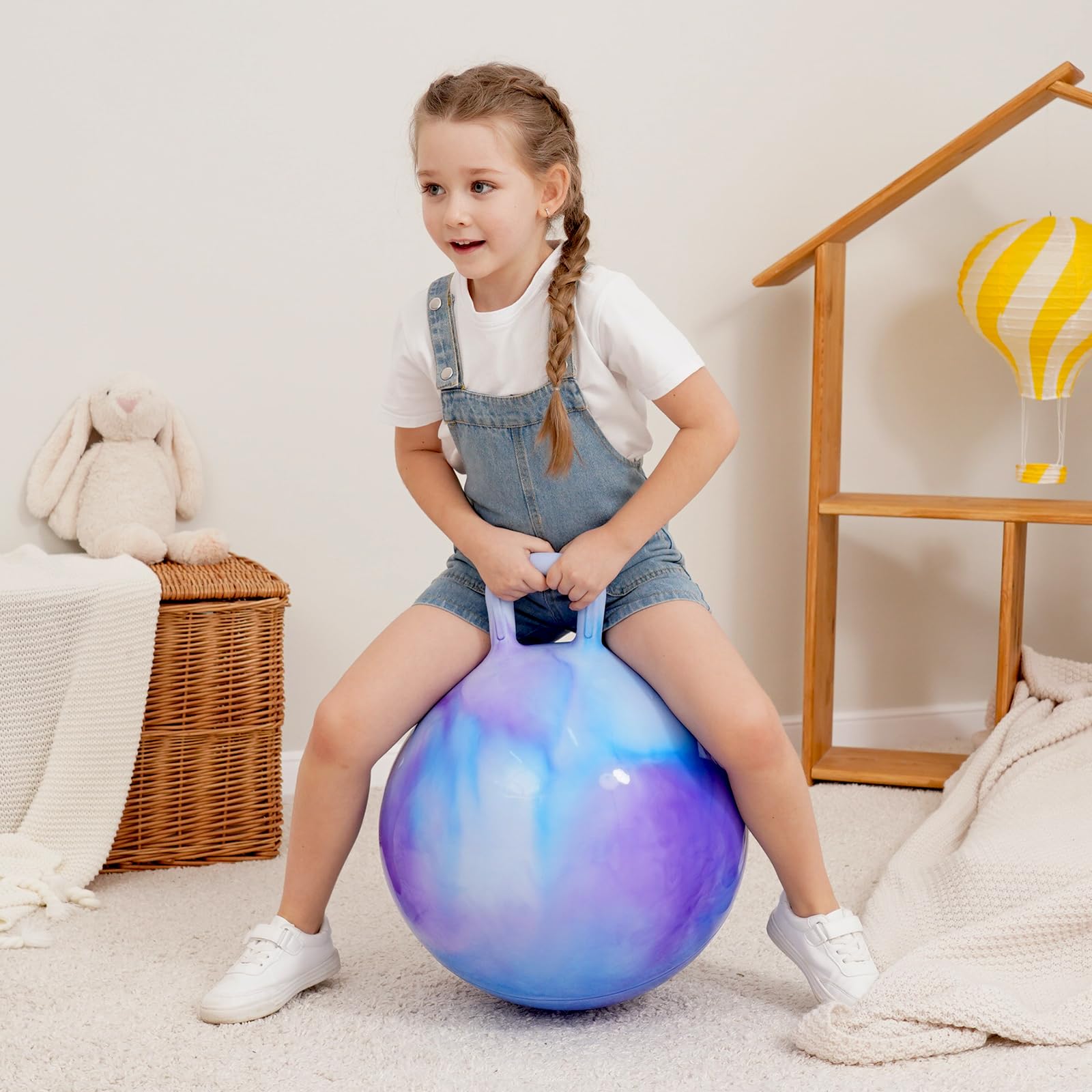 INPODAK Pelotas Saltarinas para Niños,Bola Hopper de 22 Pulgadas,Pelota Saltarina con Asa,Pelotas Saltarinas Inflables,Space Hopper para Niños de 7 a 12 Años,Juguetes Saltarines para Ninos