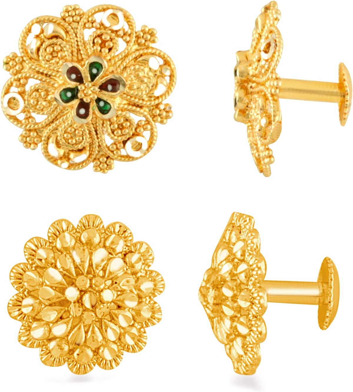 MEENAZ Earrings For Women girls Combo Set Pack Traditional Temple 1 One Gram Gold 18k Copper Brass Ruby Meenakari South Indian Screw Back Studs Tops Stud Fashion Stylish Hoop Bali Ear rings combo-M29