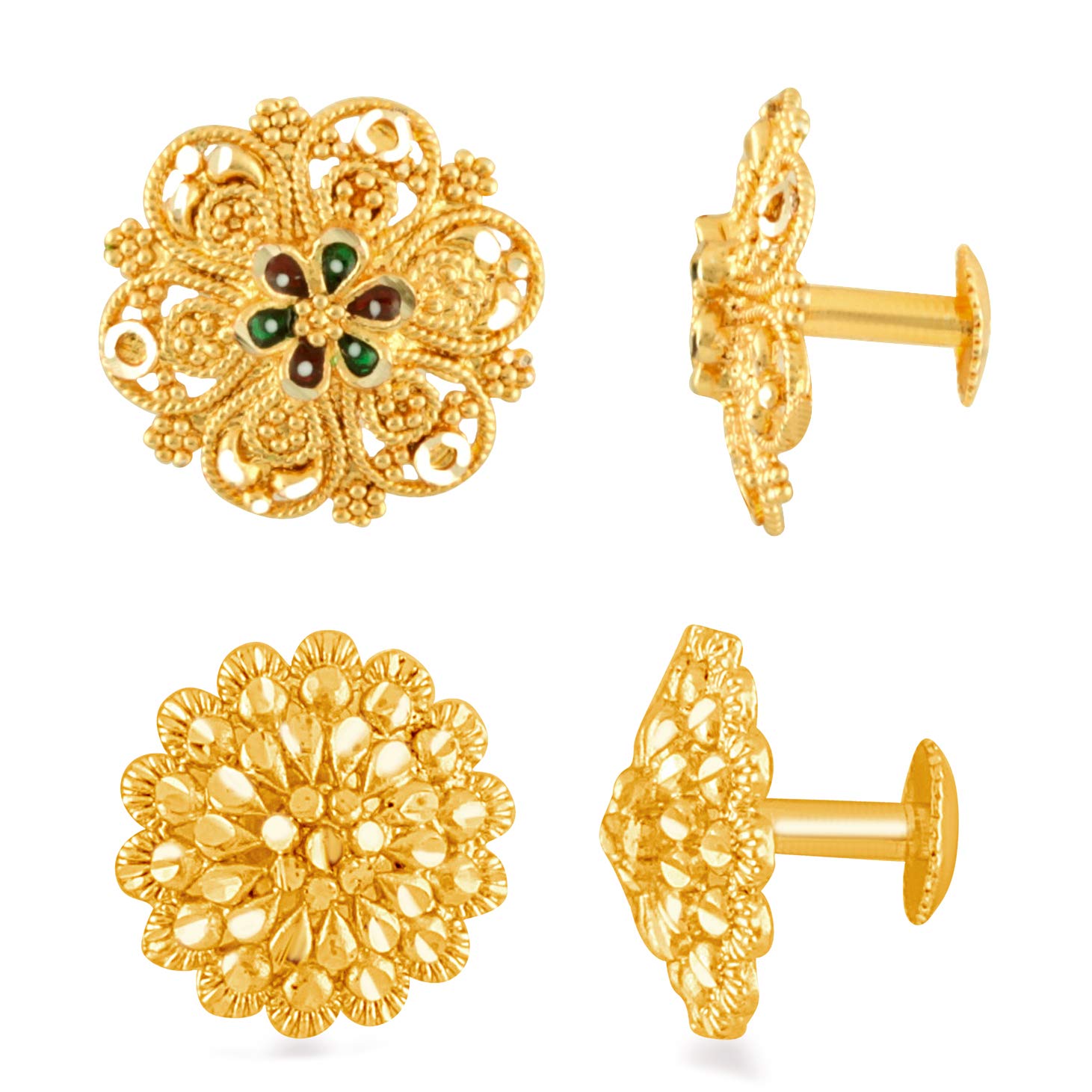 MEENAZ Earrings For Women girls Combo Set Pack Traditional Temple 1 One Gram Gold 18k Copper Brass Ruby Meenakari South Indian Screw Back Studs Tops Stud Fashion Stylish Hoop Bali Ear rings combo-M29