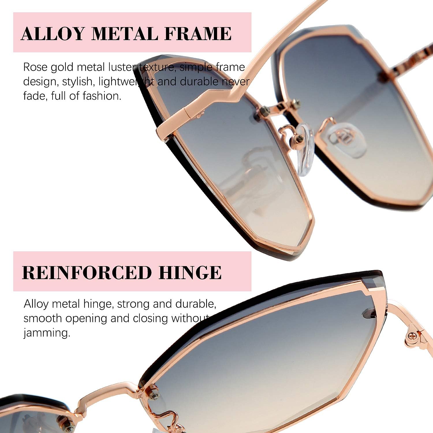 Sunglasses for Women trendy Polygon Oversized Fashion Designer Style Gradient UV400 octagon Lens Metal Frame - Image 6