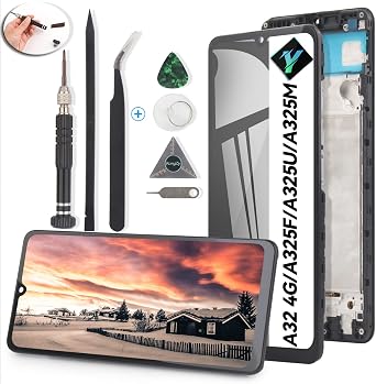 Display for Samsung Galaxy A32 4G Screen Replacement LCD for Samsung A32 4G A325F A325U A325M A325N Touch Screen Internal Digitizer Replacement Assembly with ToolsBlack with Frame