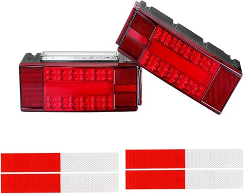 Serlainxin Luces de remolque de barco, kit de luces LED rectangulares de perfil bajo, sellado rojo, IP68, impermeable, luces traseras de remolque de