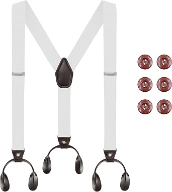 Men's Braces Button End, Button Braces for Men Trousers Heavy Duty, Men Braces for Trousers with Buttons 1.4" Wide Adjustable Elastic Y Shape