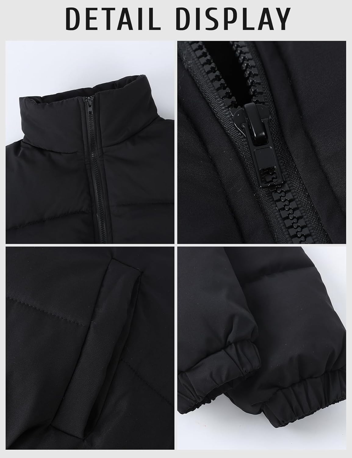 Gihuo Women's Cropped Puffer Jacket Zip Up Winter Short Quilted Jackets Bubble Coat - Image 6