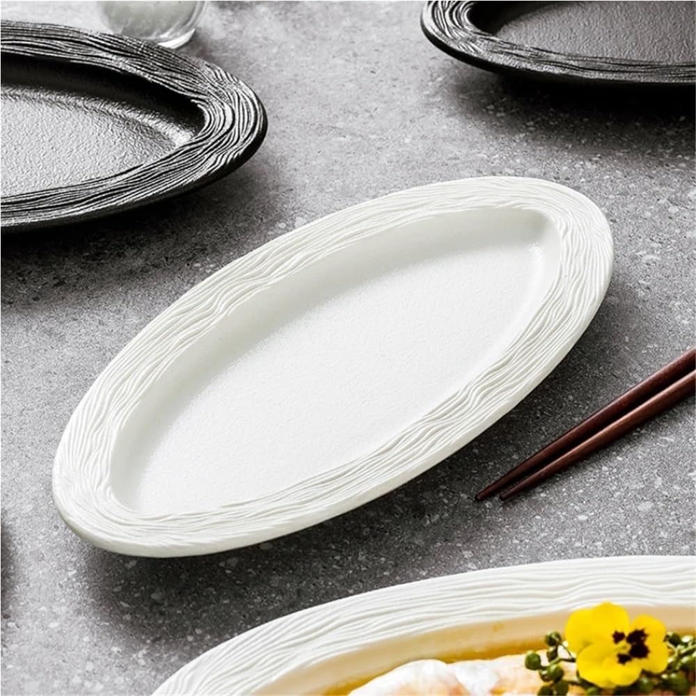 Plato De Pescado De Cerámica De Gran Capacidad Plato De Pescado Decorativo Plato De Ensalada De Pescado Al Vapor for El Hogar Plato De Cena De Mariscos Multifuncional Restaurante Accesorios De Cocina