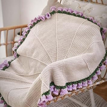 Flower Bouquet Blanket, Crochet Flowers Rose Bouquet Blanket Handmade, Bouquet Blanket Crochet for Mother's Day Birthday Home Decor, Flower Bouquet DIY Craft (A,Material Package)