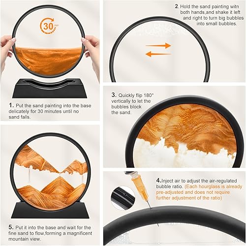 Miniatura 7 de Wai Danie Cuadro artístico de arena en movimiento 3D, reloj de arena de mar profundo, paisaje de arena líquida, marco de arena que fluye relajante,