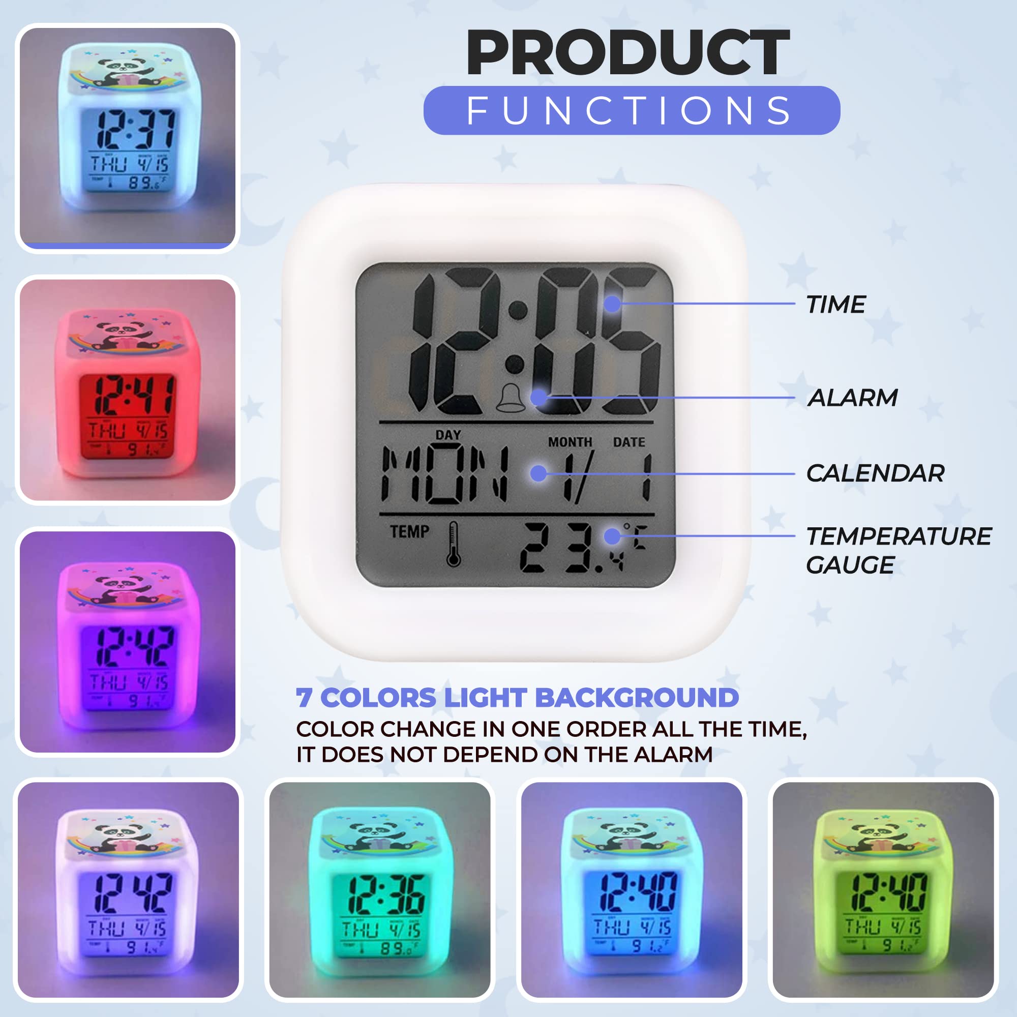 Reloj despertador para niños y niñas con proyector de estrellas musical, luz LED de noche, regalos de cumpleaños de Navidad para niños de 3 a 10 años, proyección de pantalla azul colorida Reloj despertador para niños y niñas con proyector de estrellas musical, luz LED de noche, regalos de cumpleaños de Navidad para niños de 3 a 10 años, proyección de pantalla azul colorida