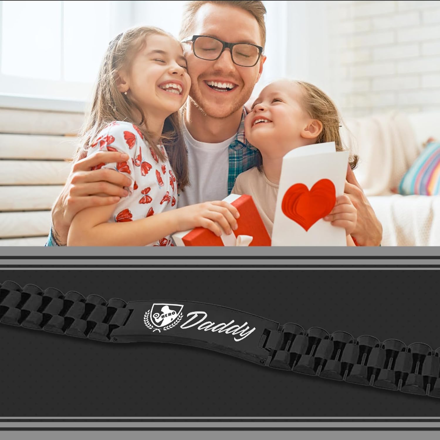 Dad Birthday Gift, Gifts for Dad, Dad Gifts from Daughter 6 Pieces - Bracelets for Men, Money Clip, Pocket Hug, Gift Cards, Inspirational Stones, Gift Box, Best Dad Gifts(style 0)