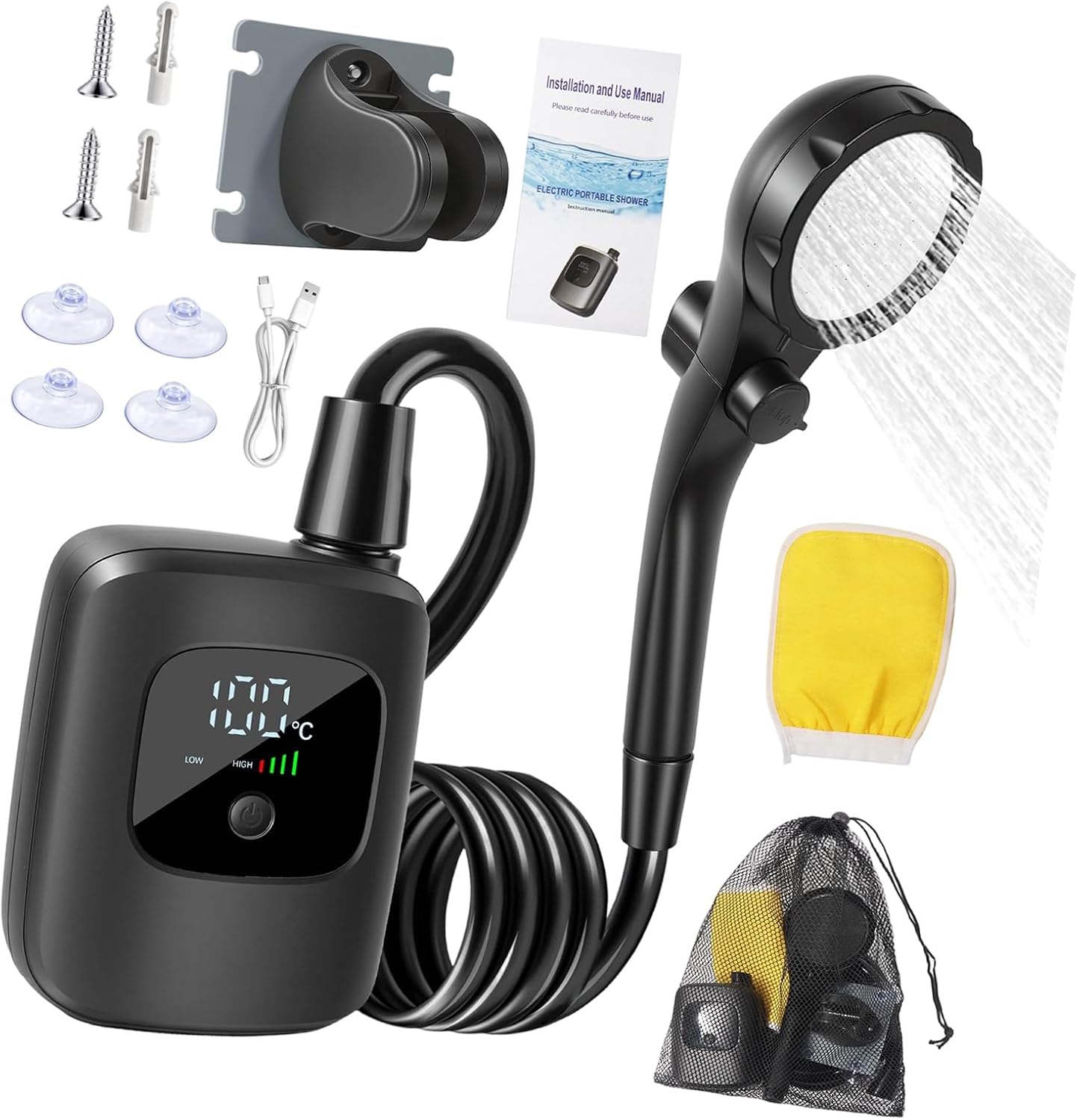 Portable Outdoor Shower with Large Cistern for Camping and Hiking Quick Assembly Shower Set