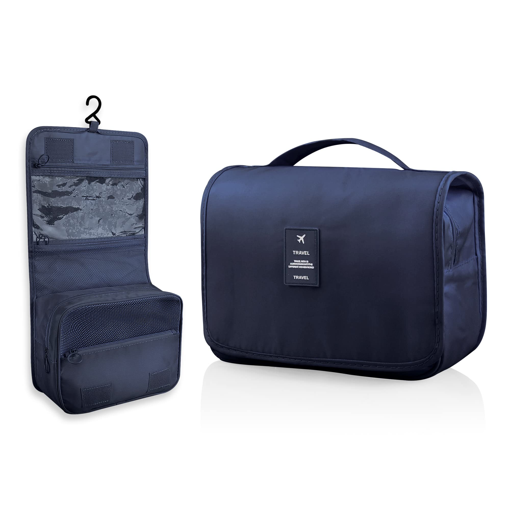 Neceser colgante, organizador de viaje de gran capacidad para artículos de tocador, tela Oxford impermeable, bolsa de cosméticos con gancho para colgar, artículos esenciales de viaje para