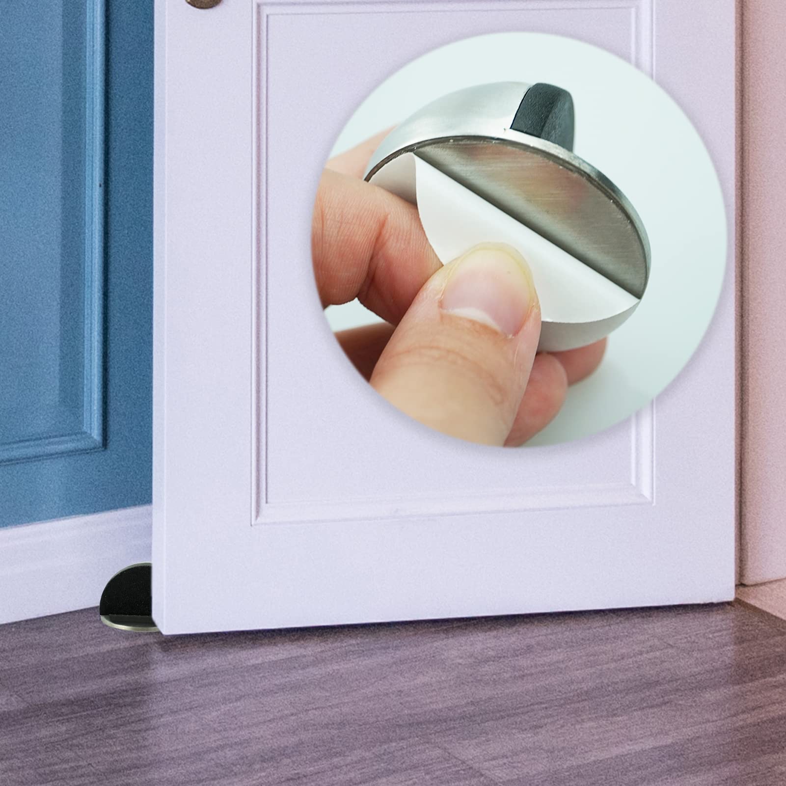 Lot De 4 Butées De Porte Adhésives En Acier Inoxydable - Stop-porte Pour Sol Et Murs - Protection Poignées