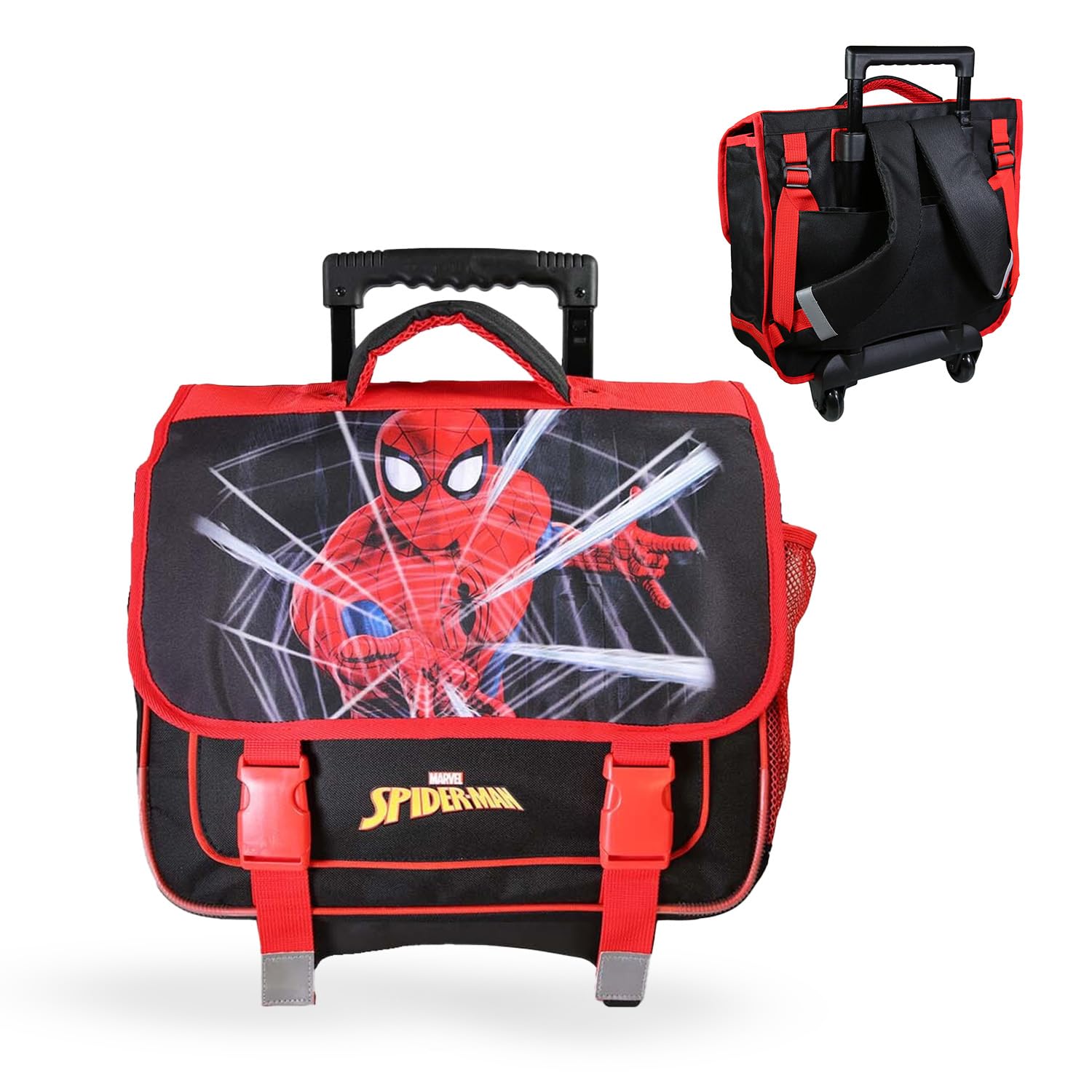 Bagtrotter SpiderMan - Cartable à roulettes 38 cm - Rouge/Noir - Garçon - 2 compartiments