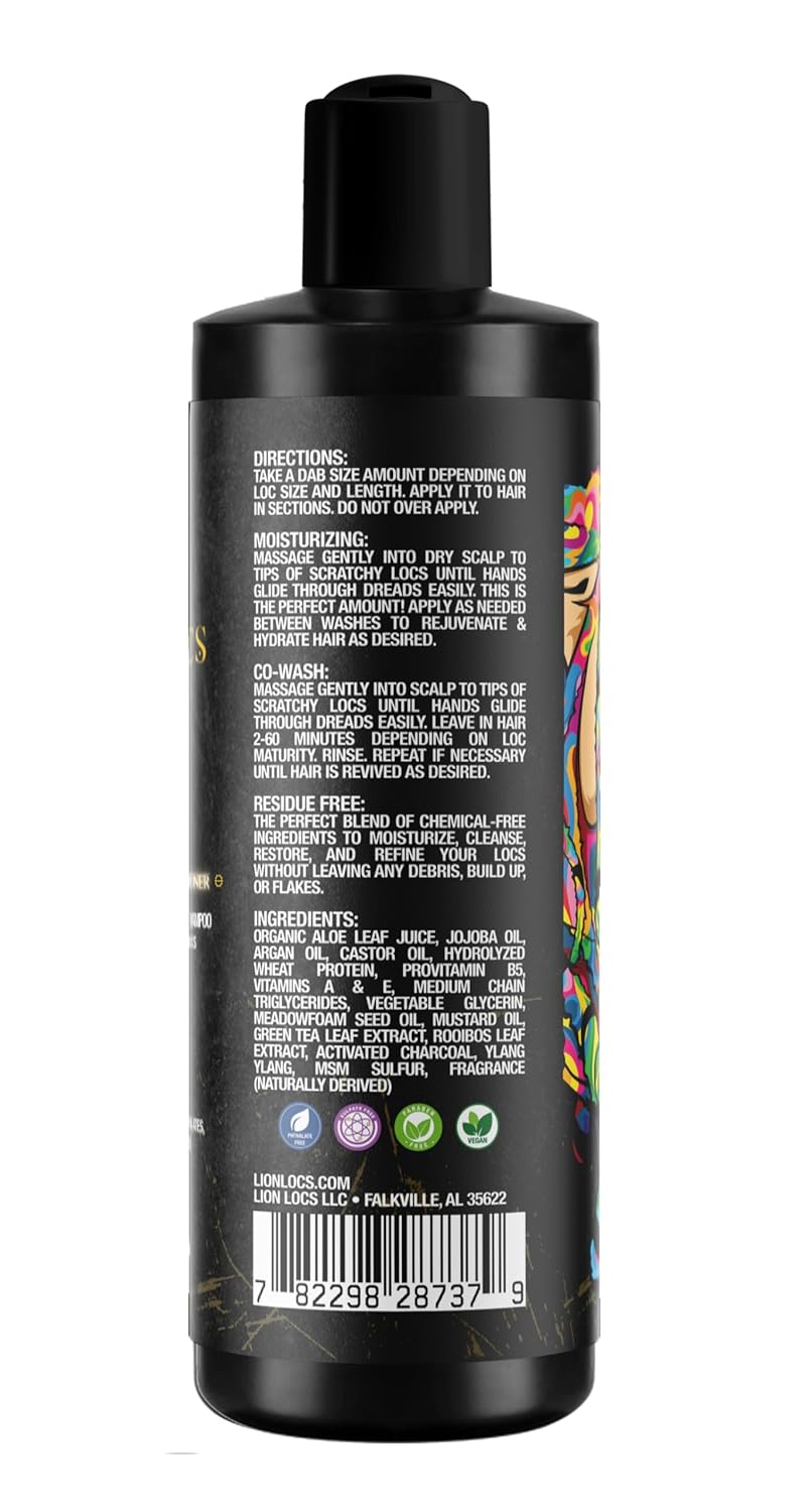 Lion Locs Shampoo and Conditioner for Dreads, Sisterlocks, Locks, & Dreadlocks | Lightweight Vegan Co Wash (8oz) - Image 8